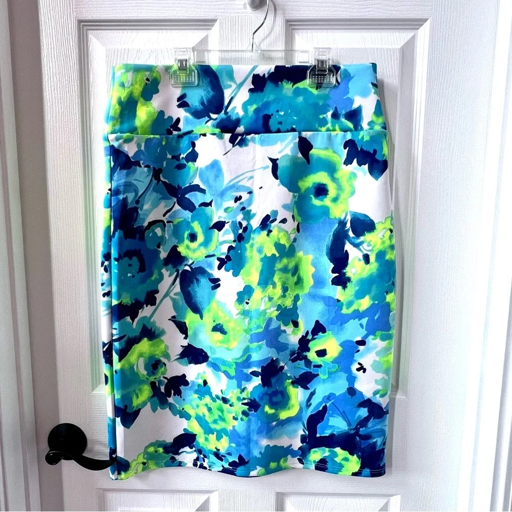 ⭐️ NWT Agnes & Dora Pull On Pencil Skirt Fun & Vibrant Blue Green Size XXL